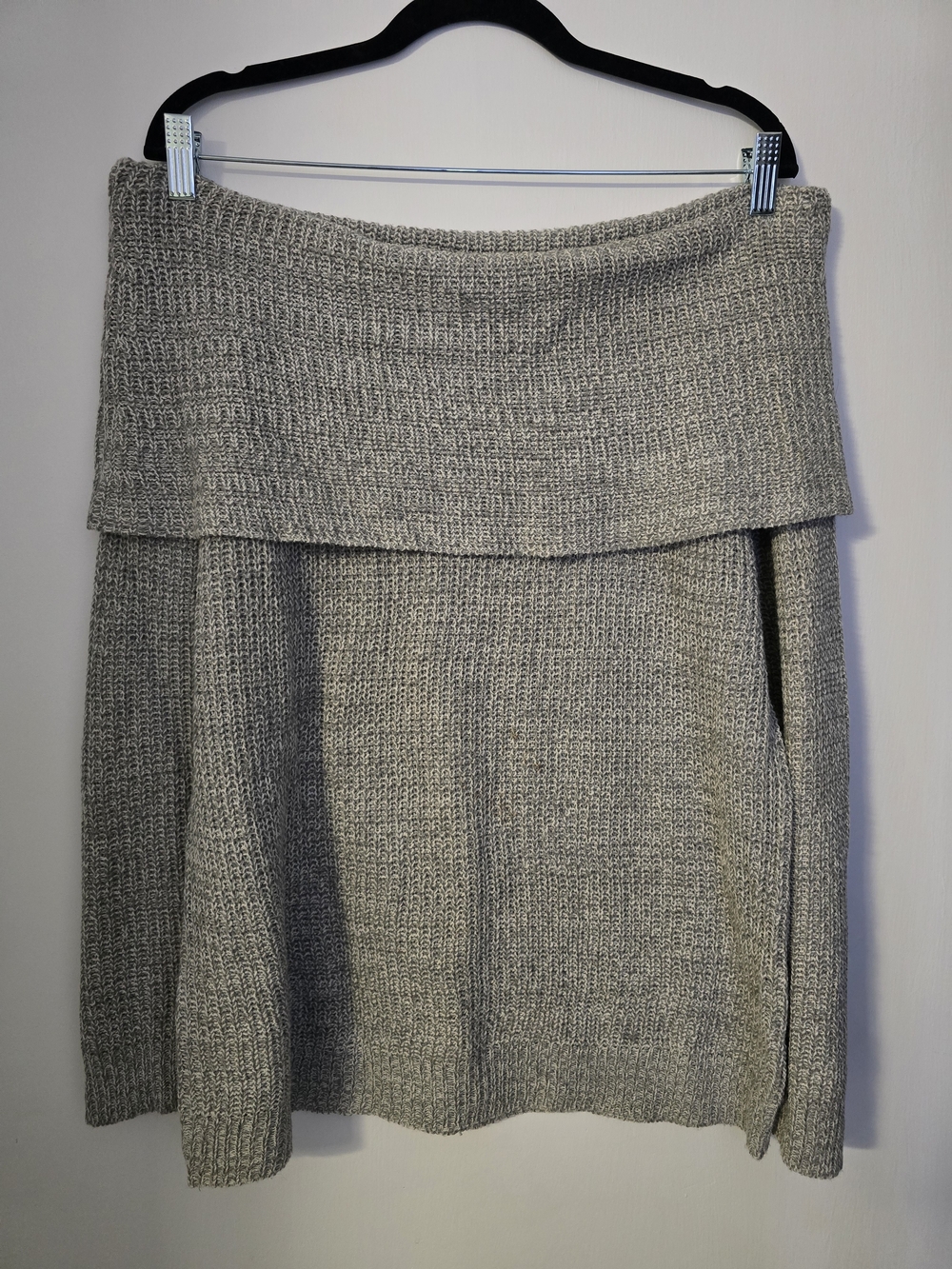 Say What? Fold-Over Knit A-Line Skirt in Gray